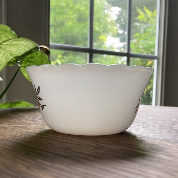 4 FIRE KING Primrose Custard Cups Ramekins, 1960s, Floral #424, Limited edition - Picture 9 of 12